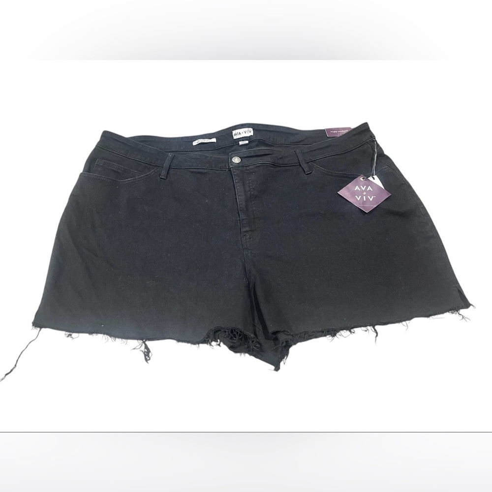 Ava & Viv Women’s Midi High Rise Slim Fit Shorts Size 26 Stretch Black NWT